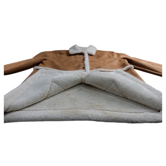 Sonoma Tan Pea Coat White Faux Fur Women's XL - Picture 6 of 8